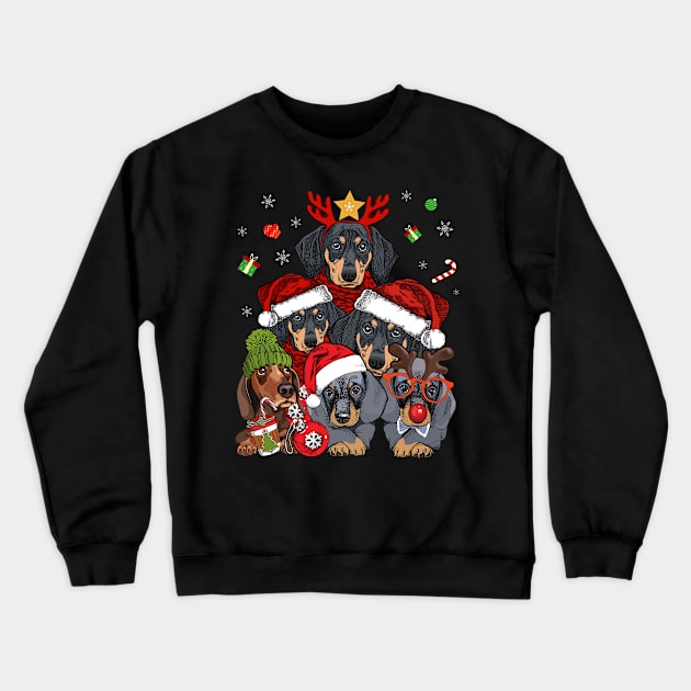 Christmas Tree Xmas Noel Decoration Gift Dachshund Crewneck Sweatshirt by webster